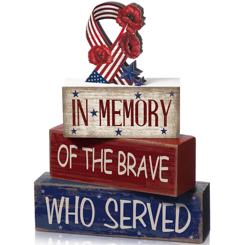 CroBlissful 4 Pcs Memorial Day Table 6 inches to 3 inches, red, blue, white