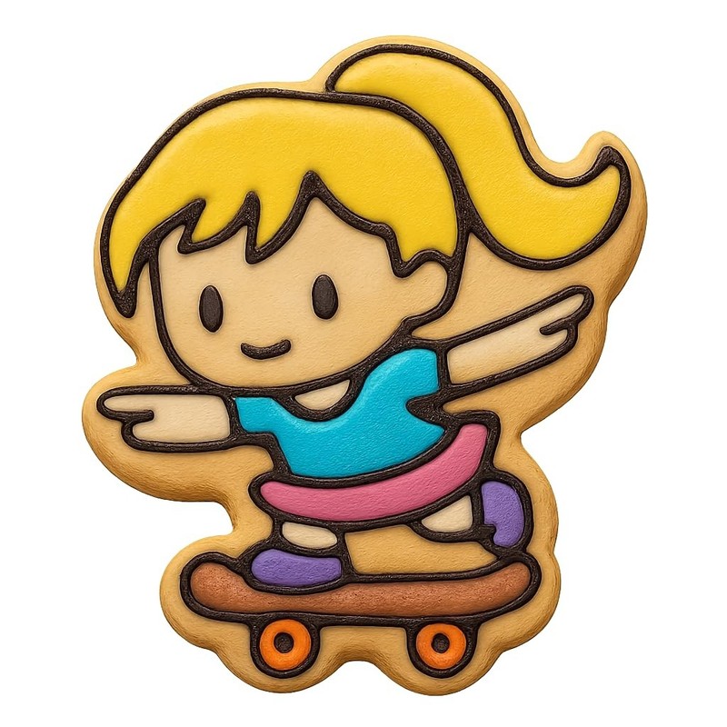 Balancing Chibi Skater Girl Cookie Cutter & Stamp, Fondant & Clay - 3x4 gallery