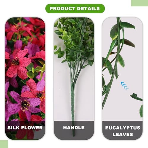 12 Bundles Outdoor Artificial Flowers Faux Silk Flower Daisy UV Purple,red gallery