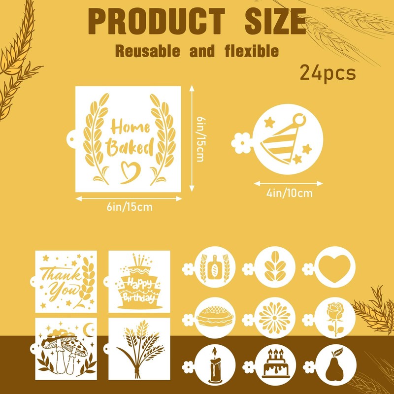 24 PCS Bread Stencils For Sourdough Baking Tools Pie Cake Cookie Template gallery