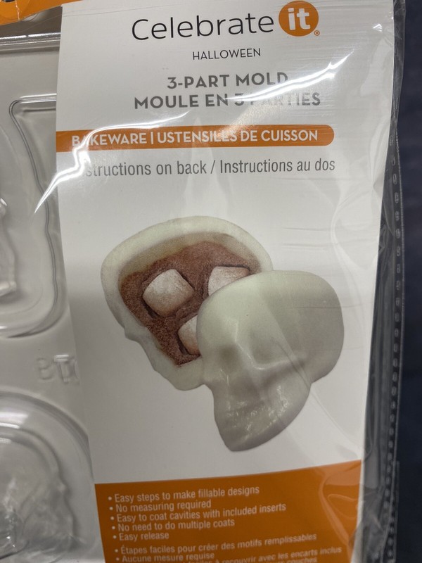 HALLOWEEN 3-D Mini SKULL Chocolate MOLDS DIY Hot Cocoa DiA DE LOS MUERTOS NIP