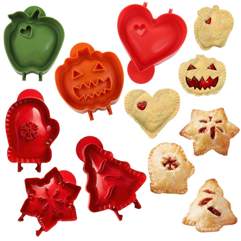 6PCS Mini Hand Pie Molds, Christmas Dough Presser Pocket Pie Molds