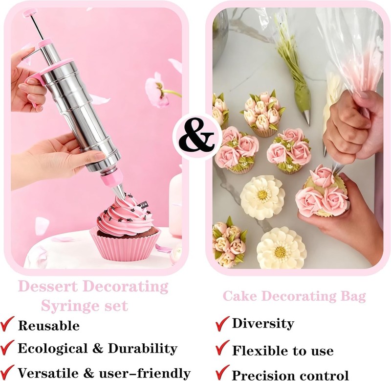 208 PCS Cake Decorating Kit,Baking Supplies with Dessert Decorating Syringe Set, gallery