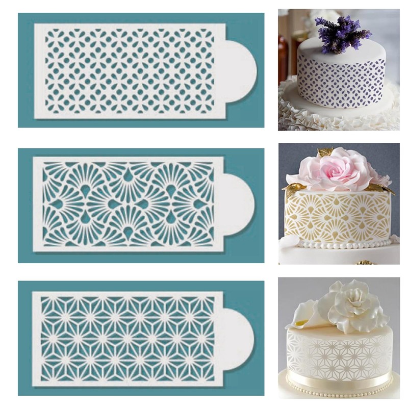 10 Pcs Cake Stencils Cake Templates Set Floral Plant Wedding Icing Stencils I... gallery