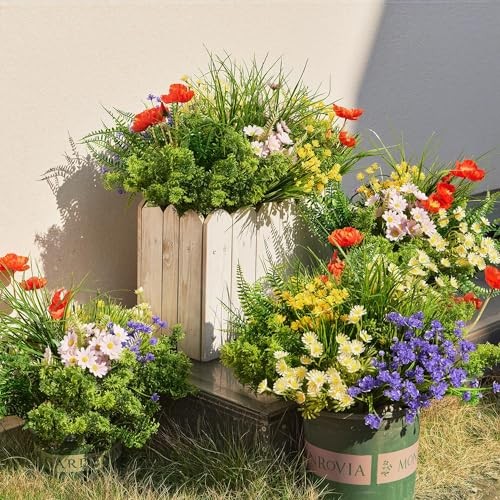 23Pcs Outdoor Artificial Boxwood UV Resistant Fake Stems Plants, Faux Spring gallery