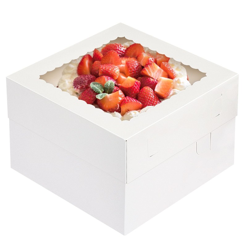 Moretoes 15Pcs Cake Boxes, 12x12x8 Inch White Bakery Boxes with Window Cake Cont