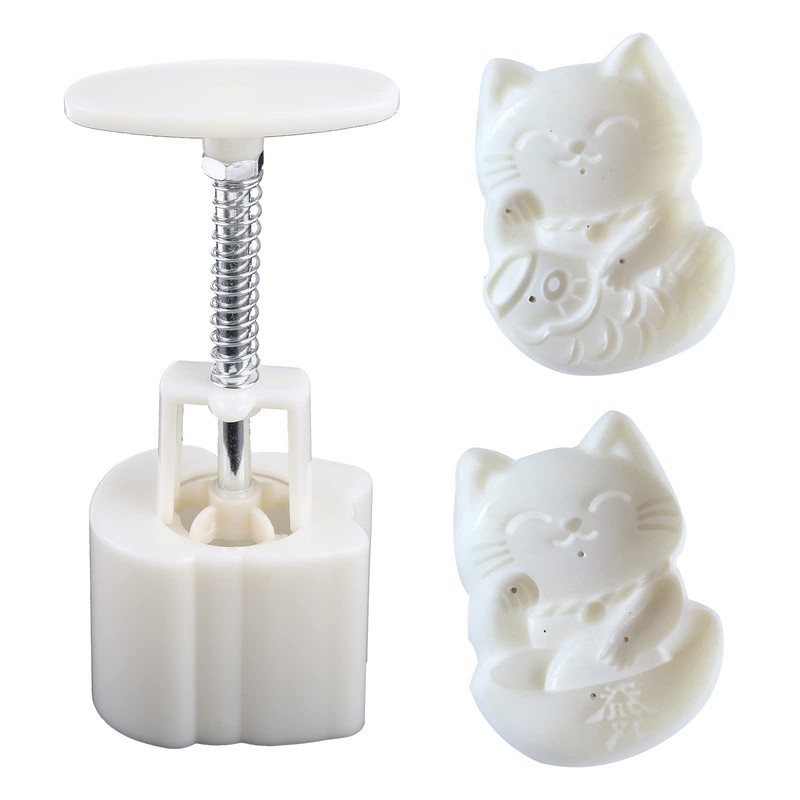 50g Cat Shape Moon Cakes Mold Stamps MidAutumn Baking Pastry Moulds