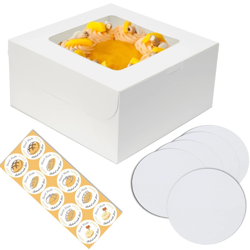 5 sets Cake Boxes 10x10x5 inches with Cake Boards Bakery Boxes for Cakes