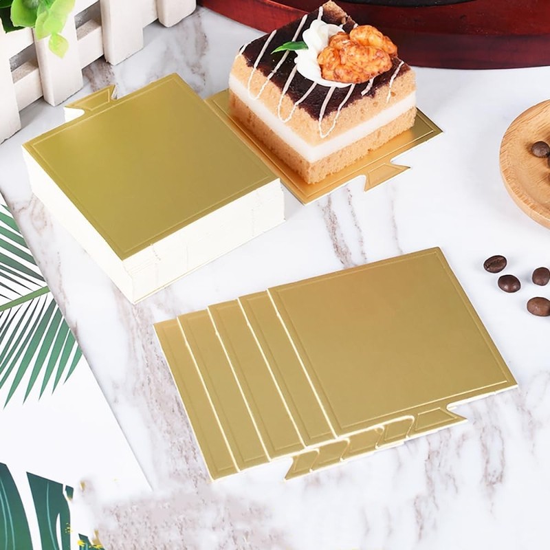Mini Cake Boards,Square 3.54inch*3.3inch,50pcs Mousse Cupcake Base Paper Cupc... gallery