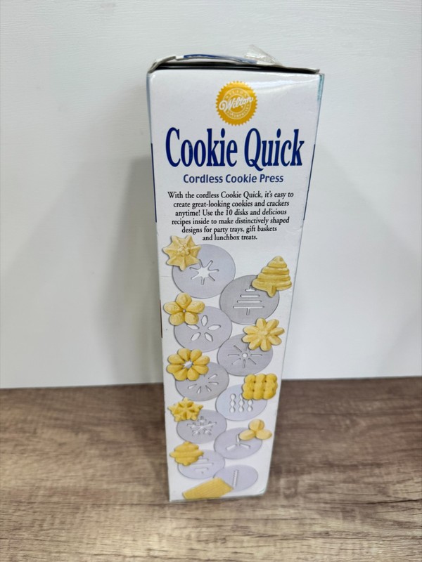 Wilton Cookie Quick Cordless Cookie Press 10 Metal Discs New In Box 2003 gallery