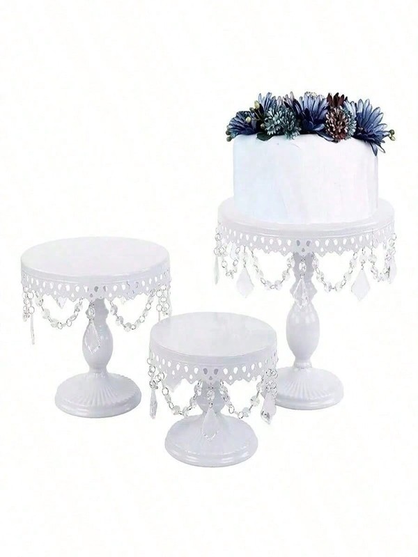 3 Pack Round Iron Cake Stand Set Adjustable Base Dessert Display For Wedding gallery