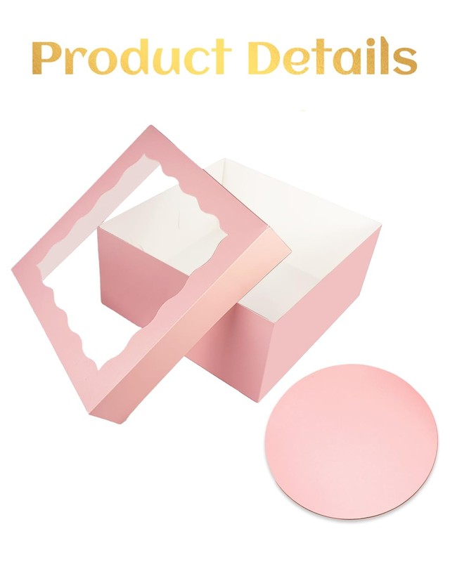 4 Sets 12x12x8 Inch Pink Cake Bakery Boxes Window 4 Boards 12 Inch Containers gallery