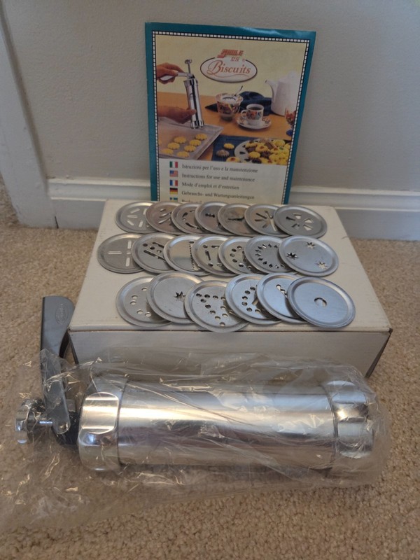 VTG Shule Biscuits Stainless Steel Holiday Cookie Press Dough Pastry Gun 20 Disk