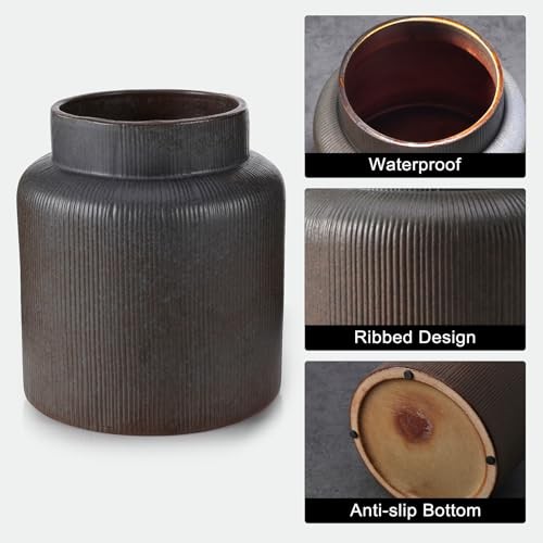 Rustic Vases for Decor,6.7 inch Farmhouse Ceramic Vase for Flowers,Vintage gallery