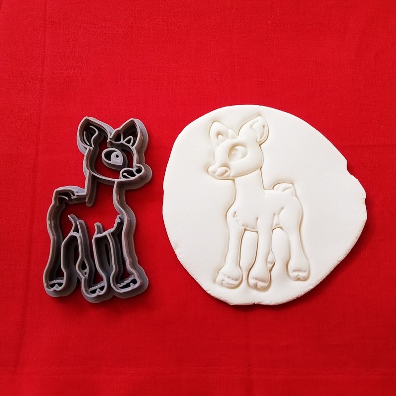 Rudolph The Red-Nosed Reindeer Cookie Cutter Christmas - Food Safe Plastic 4" gallery
