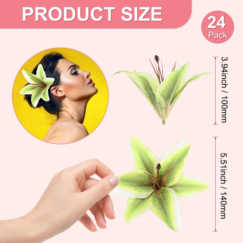 24-Pack Artificial Flowers Bulk, Green Fake Chrysanthemum Floral for DIY gallery