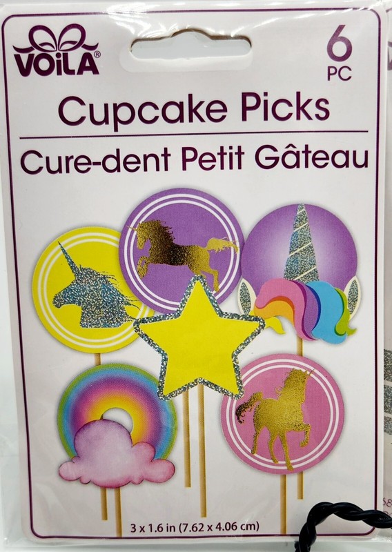 (Lot of 4) UNICORN Voila Cupcake Wraps & Picks, Twelve of Each NEW gallery