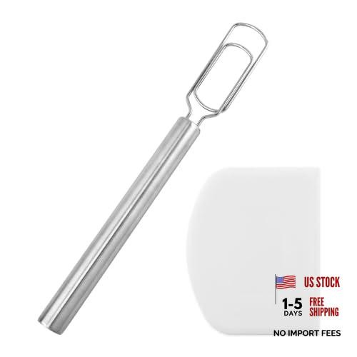 12” Danish Dough Whisk for Sourdough Starter,with Dough Scraper,Stainless