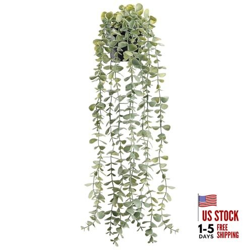 Pcs Fake Plants Hanging Artificial Potted Faux Eucalyptus Plants for 1 Grey