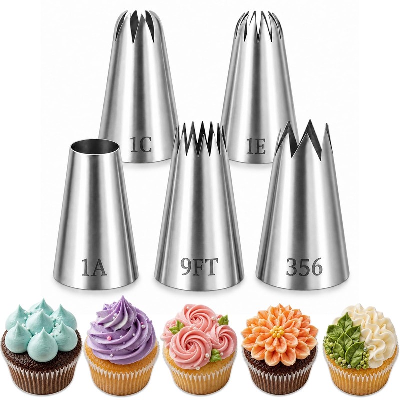 Large Piping Tips Set, Stainless Steel