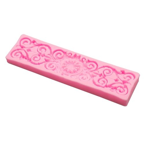 Baroque Scroll Silicone Fondant Molds, 4 Designs, Pink Cake Border Pink(LC156) gallery