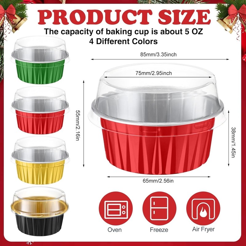 Paquete De 400 Moldes Para Mini Pasteles De 5 Oz Con Tapa, Moldes Desechables US gallery