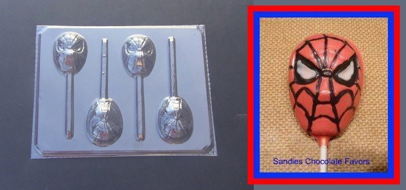SPIDERMAN FACE Chocolate Candy Soap Clay Lollipop Mold RARE