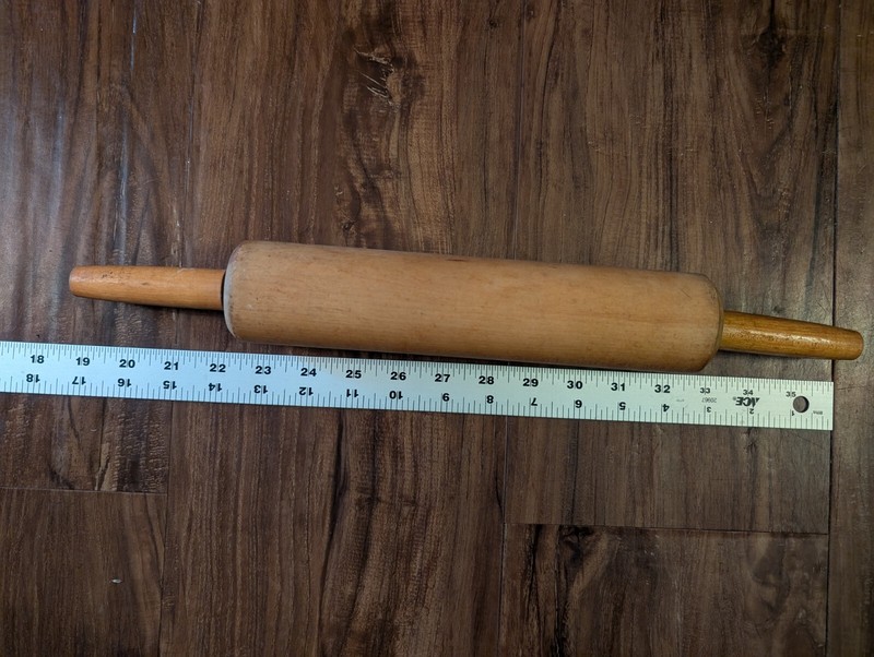Vintage Rolling Pin Farmhouse Solid Wood Dowel Style Natural Wooden Handles @17" gallery