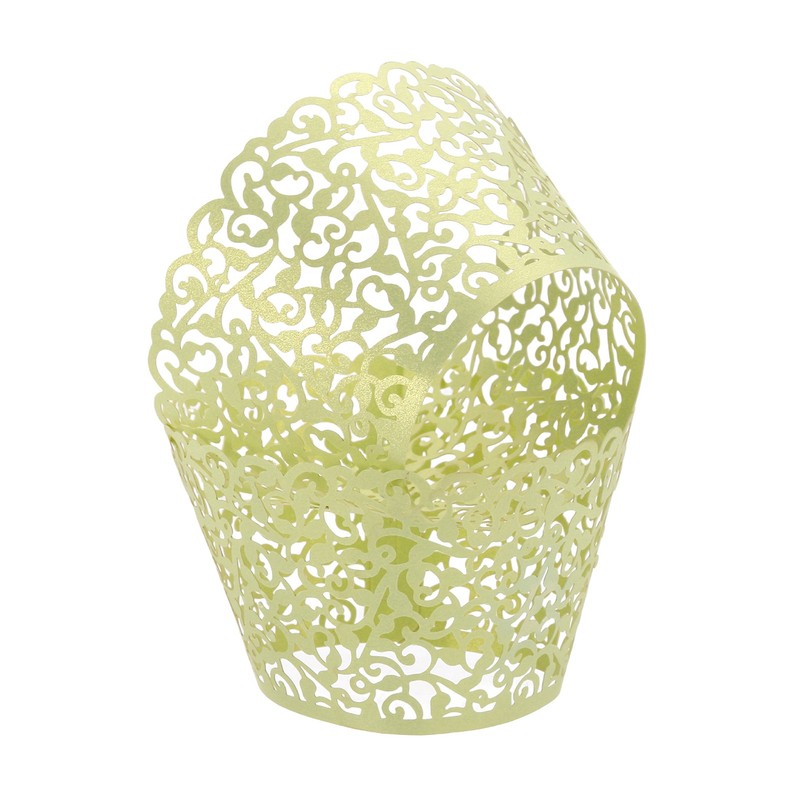 50Pcs Screw Design Lace Cupcake Liners, Light Green for Laser Cut