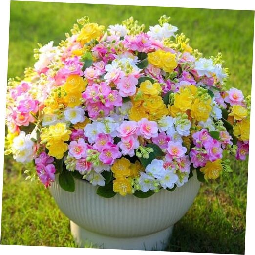 Artificial Faux Outdoor Flowers Plants for Spring Summer Multi Color