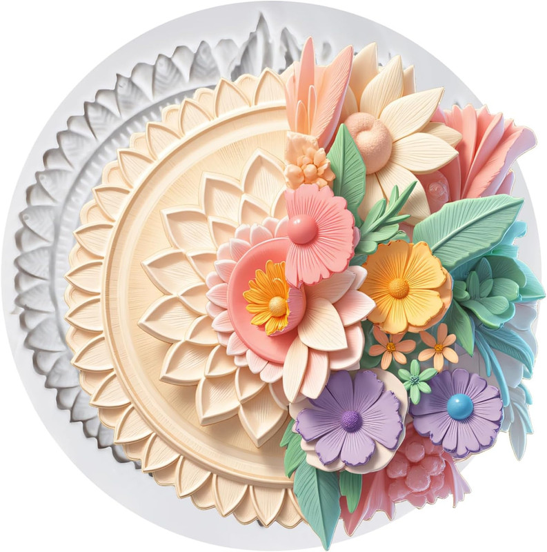 Baroque Relief Flower Embossed Silicone Molds Curlicues Scroll Lace Filigree Pol