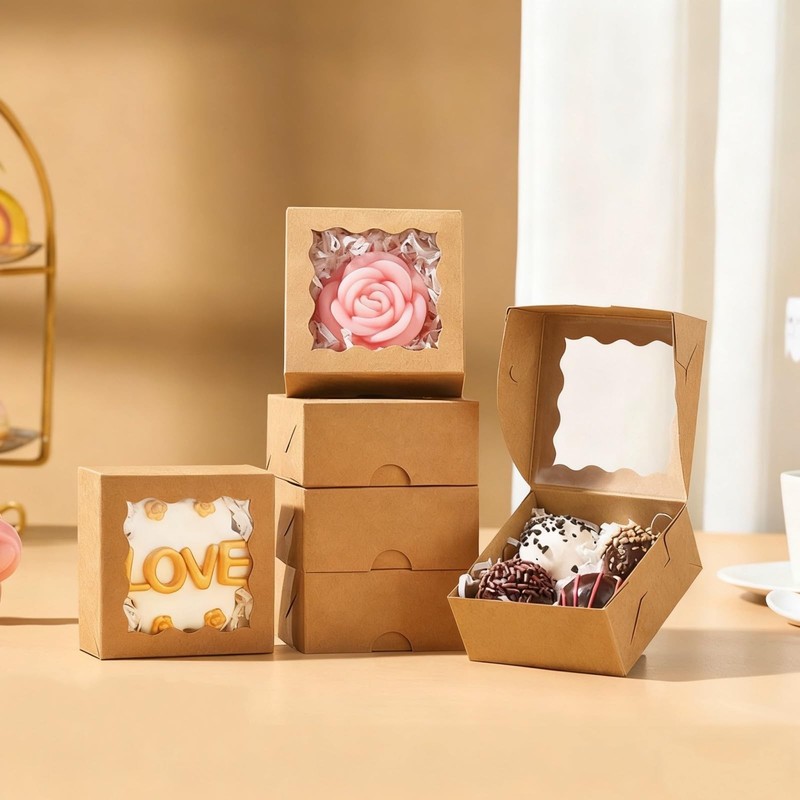 3x3x1.5Inches 100 Pcs Mini Bakery Boxes with Window for Homemade Soap,Cookies... gallery