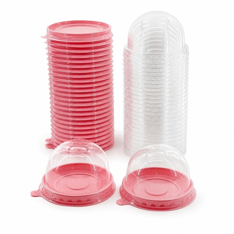 50 Set Mini Cupcake Container Mooncake Boxes Cupcake Box Muffin Pod Dome Cont…