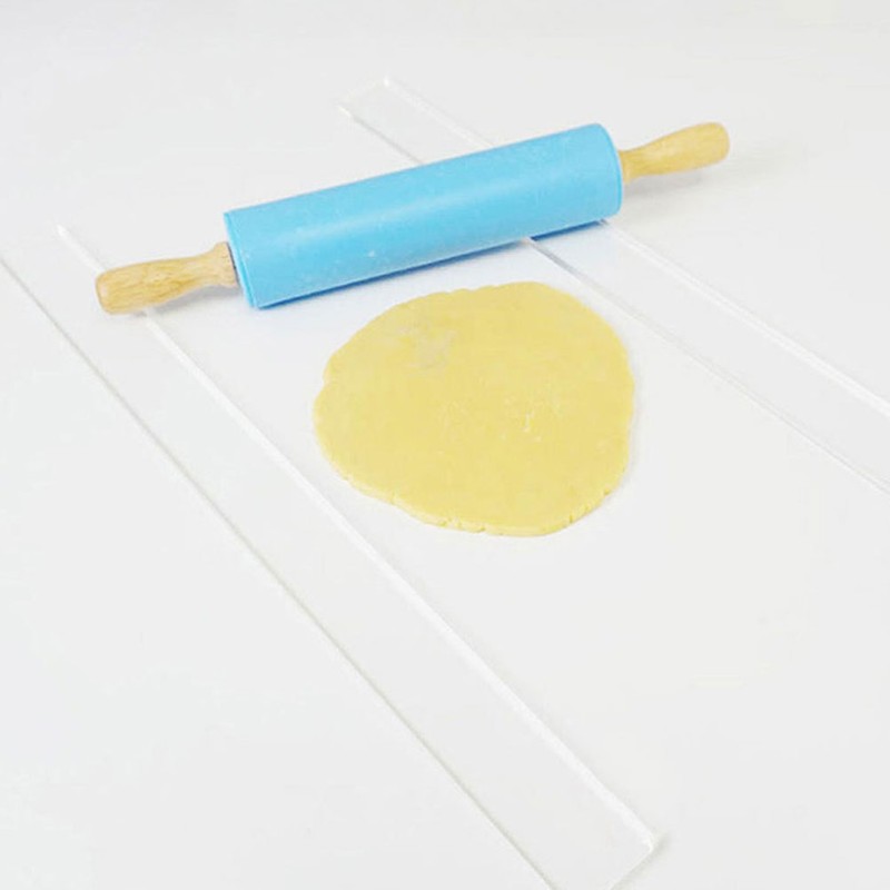 2 Pairs Rolling Pin Guide Acrylic Dough Thickness Ruler Baking Cookie Pastry gallery