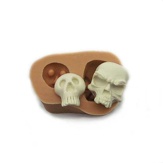 2 Skulls 3D Sugarcraft Food Grade Silicone Mold Fondant Cake Decorating Tool
