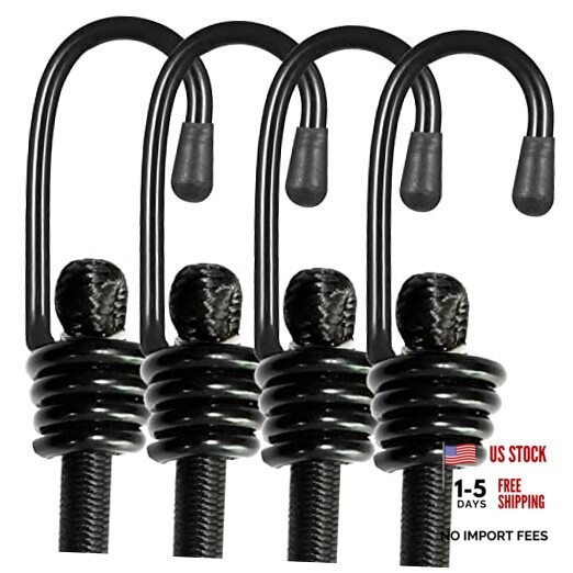 BEXSLE Bungee Cords with Hooks, Heavy Duty Outdoor Elastic 24 Inches X 4 Pcs