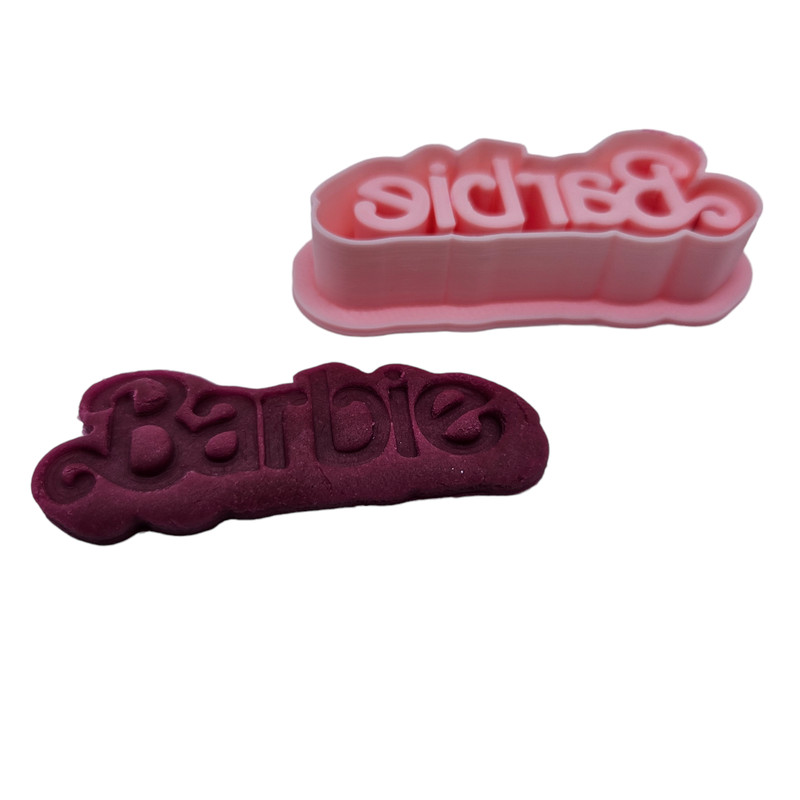 Barbie Doll Logo Fondant Cookie Cutter Fondant Embosser Stamp 2-Pc. Set