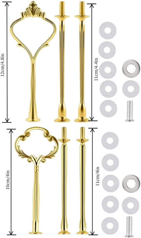 4 Sets of 3 Tier Cake Plate Stand Handle Hardware, Cake Fruit Food Plate Stand H gallery