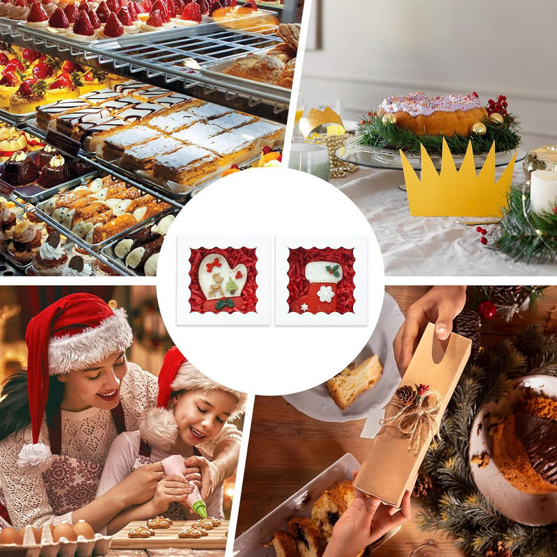 50Pcs Cookie Boxes 4X4X2.5 Inch Bakery Boxes with Window Treat Box Dessert Box f gallery