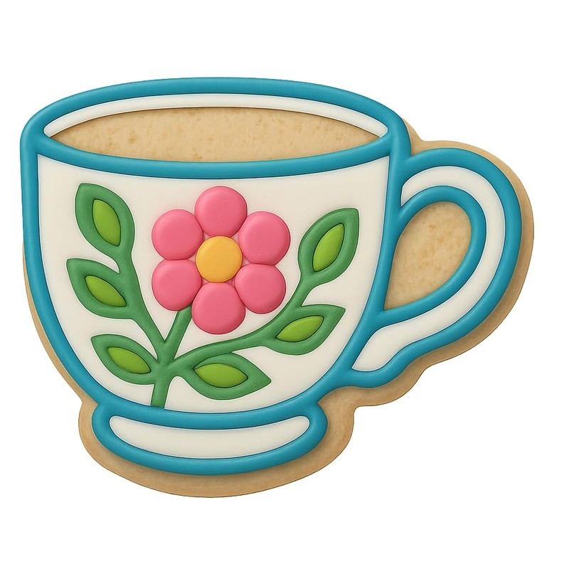 Floral Tea Cup Cookie Cutter & Stamp, Fondant & Clay - 4x3 gallery
