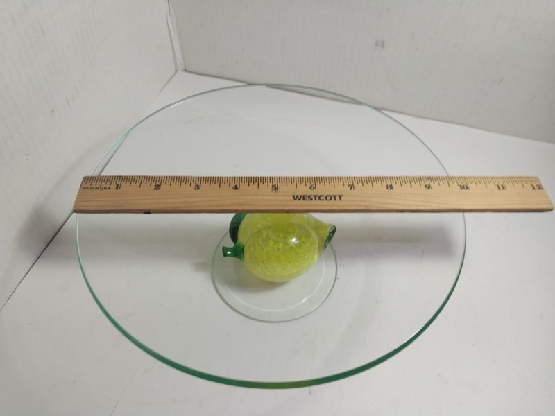 ART GLASS LEMON PEDESTAL FRUIT BOWL CAKE PLATE, FREE SHIPPING gallery