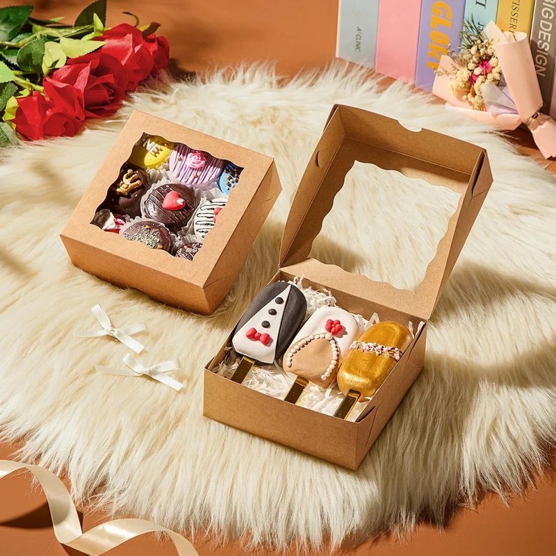 50 Pack 5X5X2 Inches Bakery Boxes - Boxes for Chocolate Covered Strawberries, 4 gallery