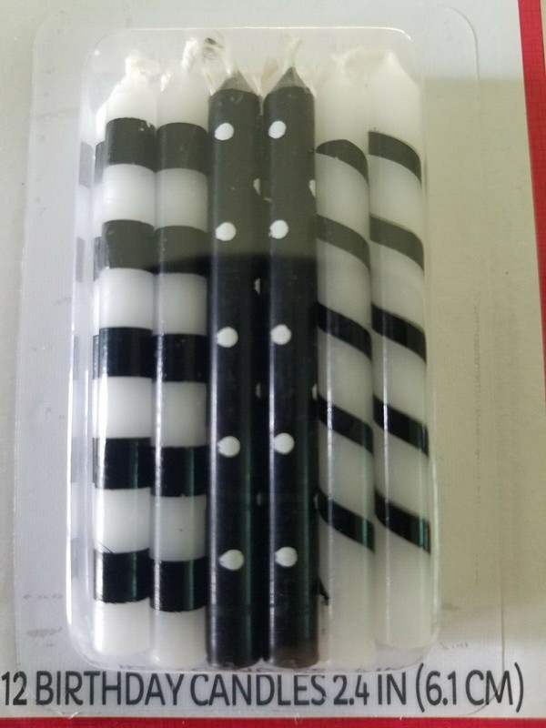 Betty Crocker Black & White Birthday Candles 12 Count New 2.4" gallery