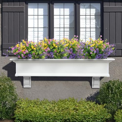 Artificial Flowers Outdoor, Faux Artificial 12 Fuchsia, Purple, Yellow, Green gallery