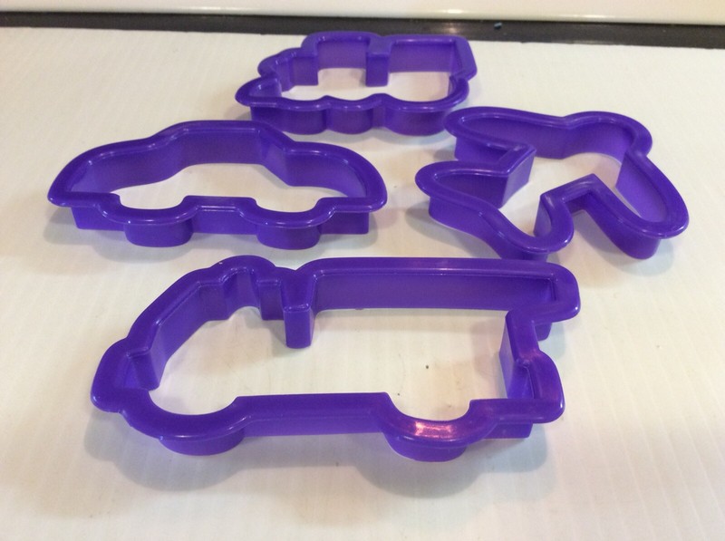 WILTON Plastic Cookie Cutters 4 Pc VEHICLES Airplane, Car, Fire truck, Train New gallery