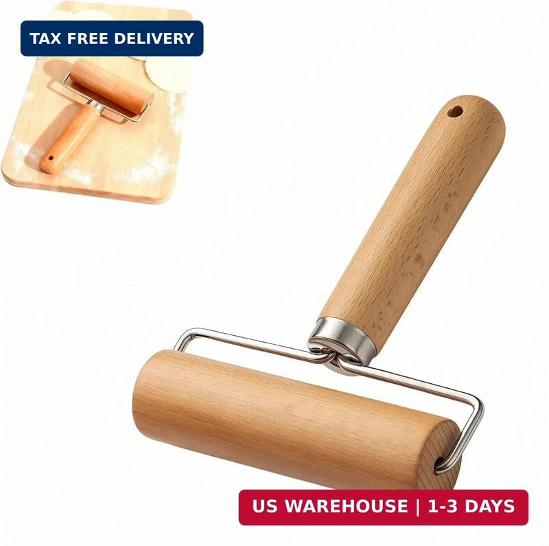 Wooden Dough Roller Rolling Pin Non-Stick Pizza Pastry Baking Tool Ergonomic Set