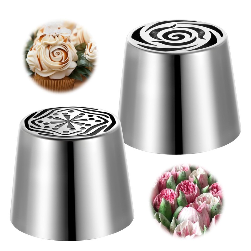 Russian Piping Tips, 2PCS Extra Large Cake Decorating Kit Rose Floral Piping …