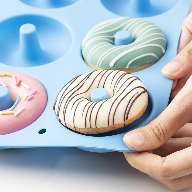 Blue Silicone Donut Molds Set of 2, Food Grade, Non-Stick, Oven & Dishwasher ... gallery