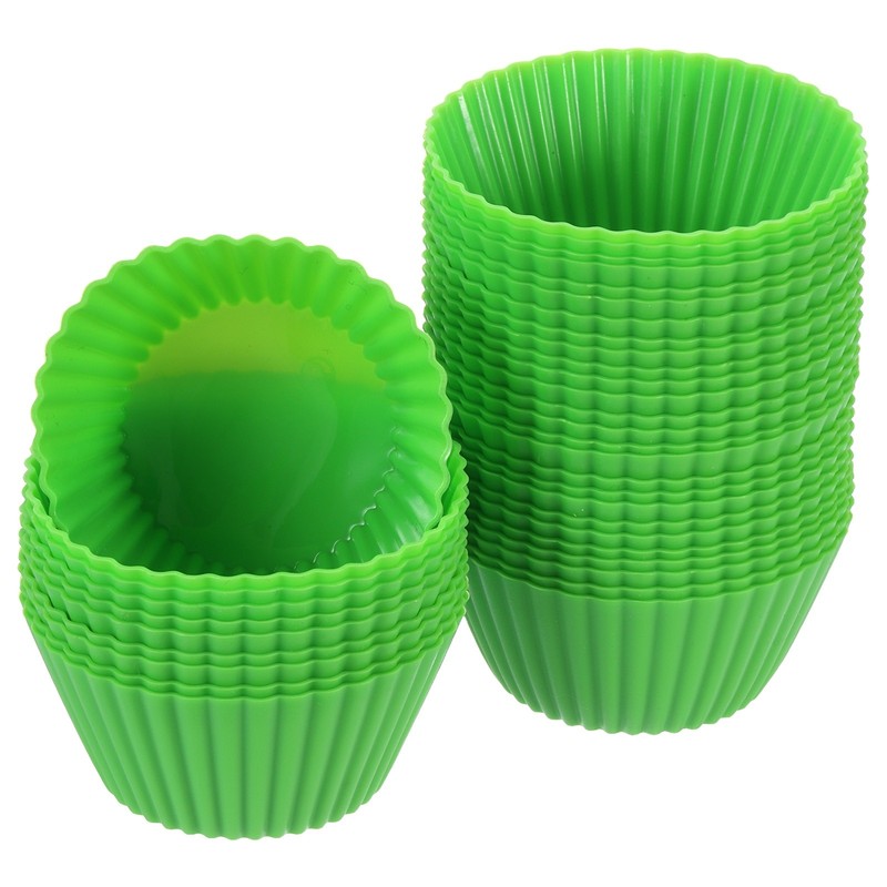 36Pcs Silicone Cupcake Baking Cups, 2.8″ Non-Stick Muffins Liners Grass Green