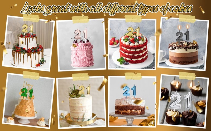 21st Birthday Candles Cake Numeral Happy Birthday Cake Candles Topper Decoration gallery